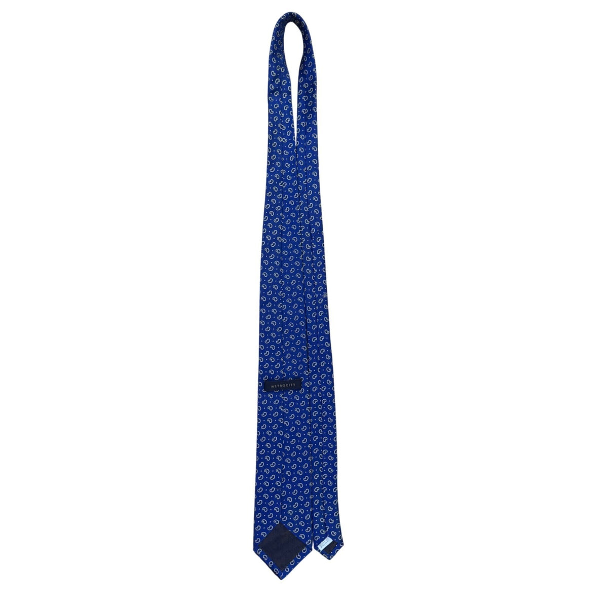 Metrocity Mens Blue Silk Paisley Print Neck Tie Formal Accessory