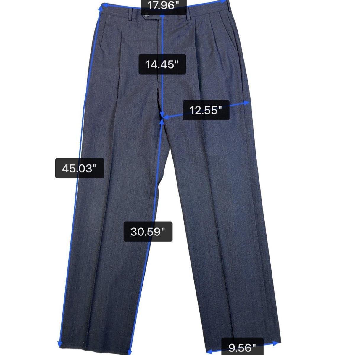 Burberrys Men Navy Wool Pleated Dress Pants Classic Fit Tailored  Size 45x30