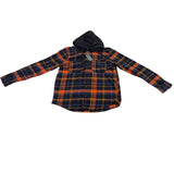 Original Use Mens Orange & Navy Plaid Cotton Hooded Button-Up Shirt Size M