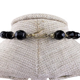 Vintage Multistrand Black Faceted Beaded Necklace Elegant Gold Tone Hook Closure