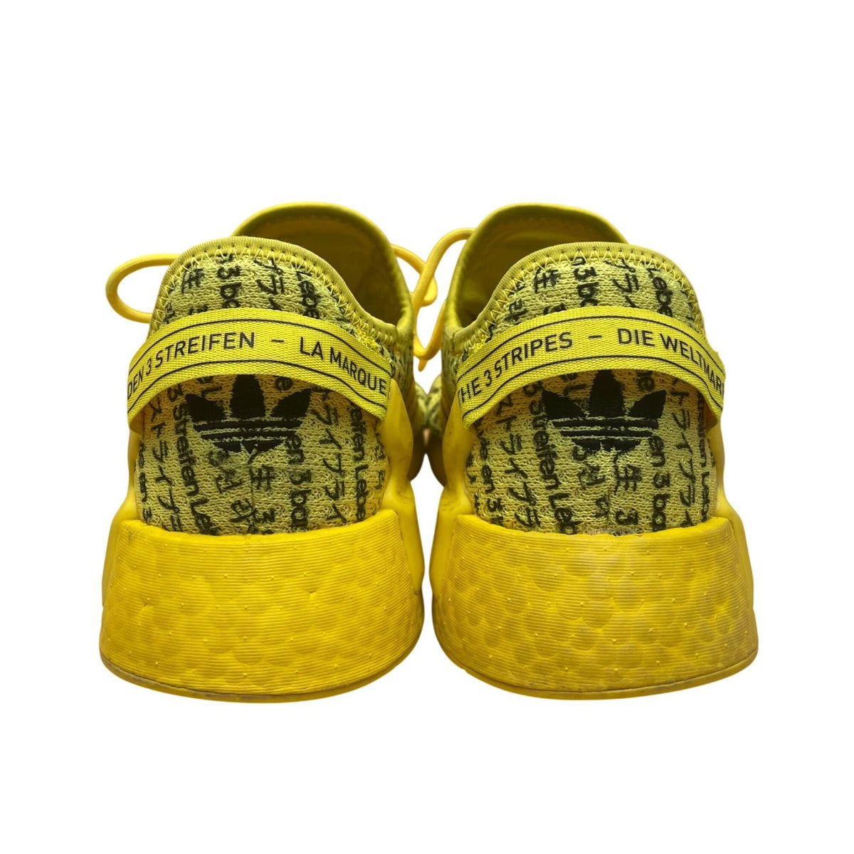 Adidas Yellow Text Print Comfort Primeknit Sport NMD R1 Sneakers Size 5