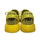 Adidas Yellow Text Print Comfort Primeknit Sport NMD R1 Sneakers Size 5