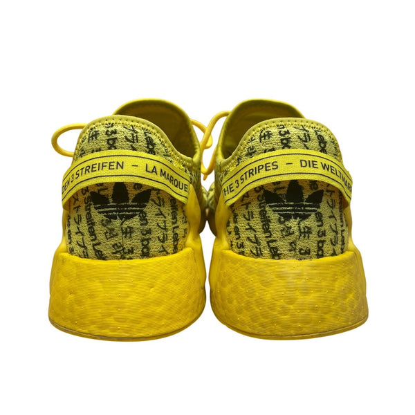Adidas Yellow Text Print Comfort Primeknit Sport NMD R1 Sneakers Size 5