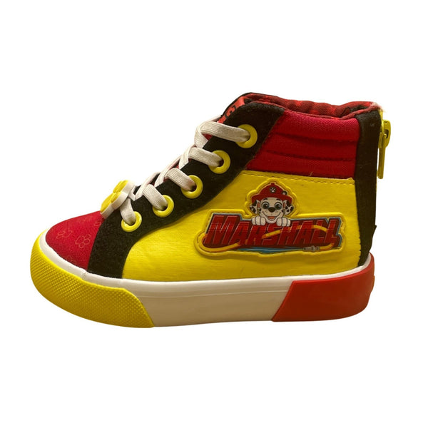 Paw Patrol Kids Yellow/Blue/Red Canvas Zip Up Closure High Top Sneakers Size 7