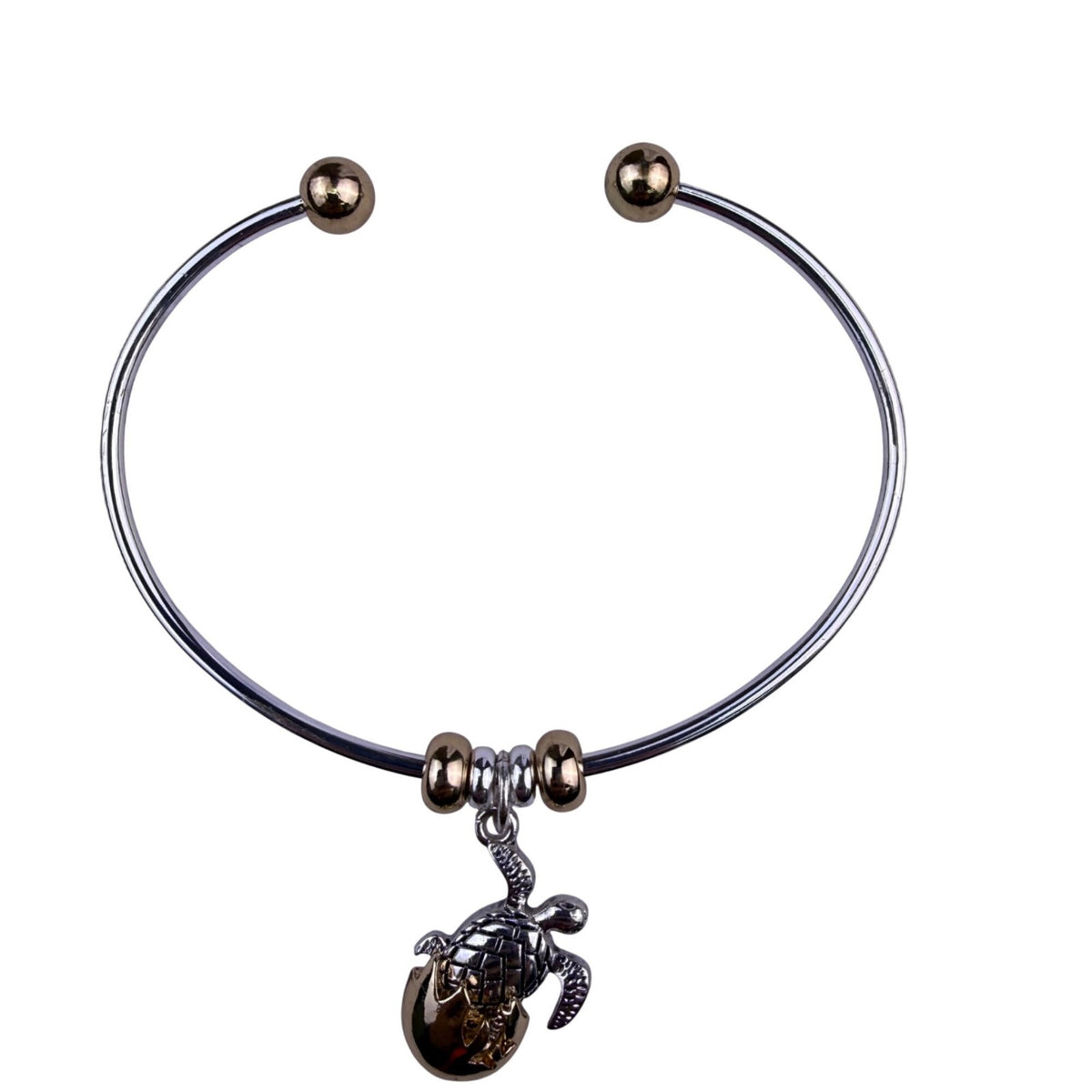 Silver Tone Womens Bangle Bracelet With Sea Turtle Charm ontemporary Design