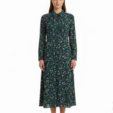 Pepe Jeans Womens Blue Floral Polyester Button-Down Midi Dress Size L