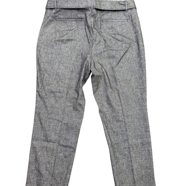 Loft Womens Gray Linen Blend Tapered Pants Tie Waist High Rise Size 16