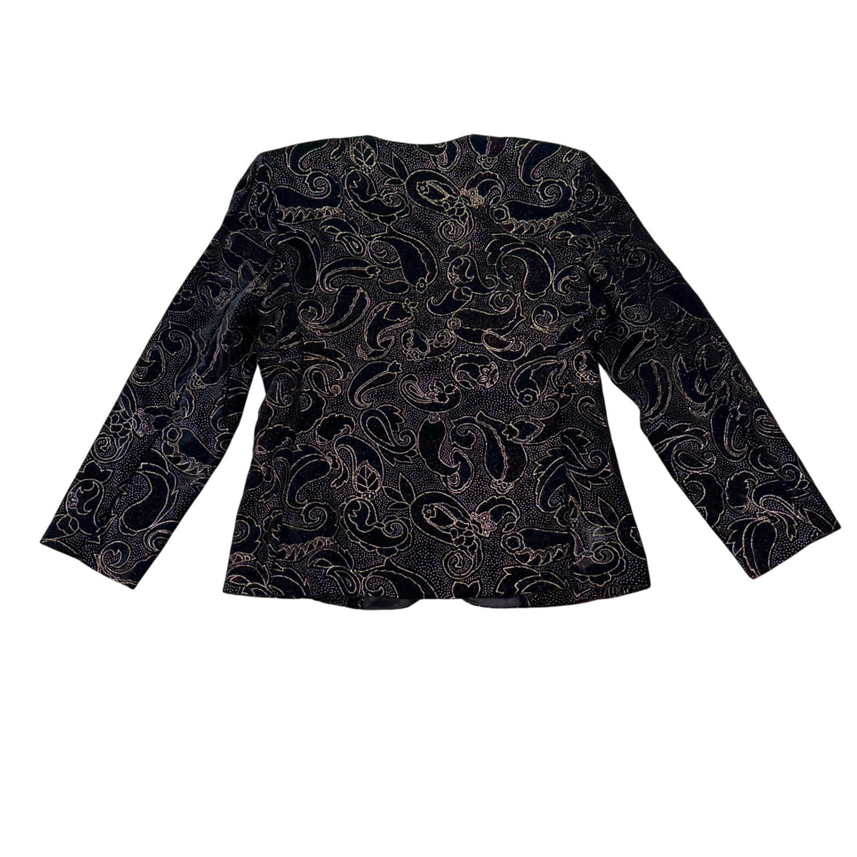 Norton McNaughton Petites Black & Gold Velvet Paisley Blazer Jacket Sz 6