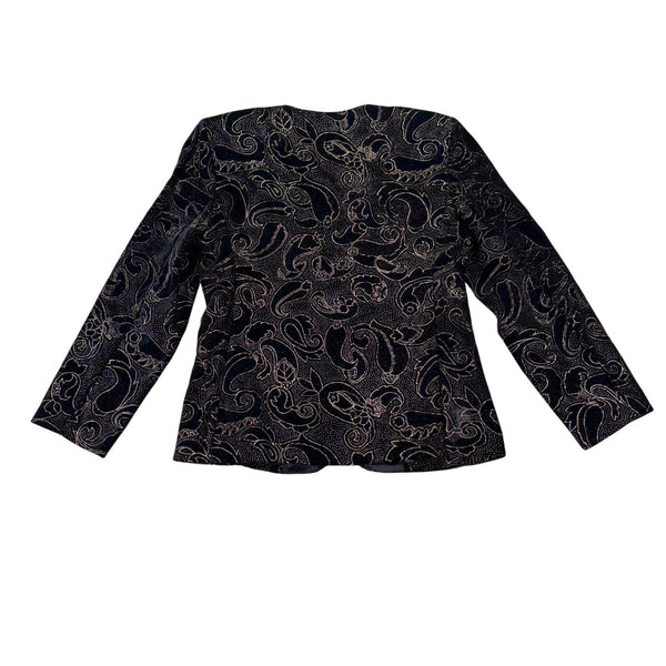 Norton McNaughton Petites Black & Gold Velvet Paisley Blazer Jacket Sz 6