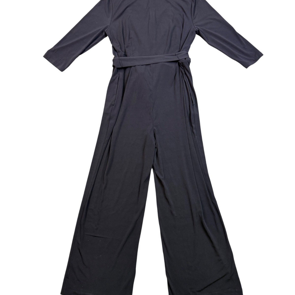 Chicos Womens Black Faux-Wrap Tie-Belt Jumpsuit Size 2 (12/14 )