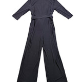Chicos Womens Black Faux-Wrap Tie-Belt Jumpsuit Size 2 (12/14 )