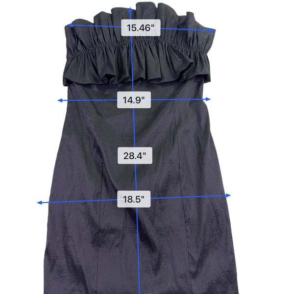 Thirty Thirty L.A. Womens Black Polyester Ruffled Strapless Dress Size M