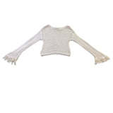 American Rag Womens Ivory Crochet Fringe Bell Sleeve Sweater 100% Cotton Sz M