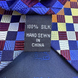 Jos A Bank Mens Multicolor 100% Silk Hand Sewn Checkerboard Pattern Necktie OS