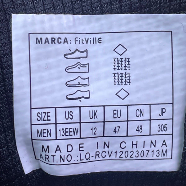 FitVille Men’s Black Mesh & Suede Comfort Wide Rebound Core Sneakers Size 13EEW