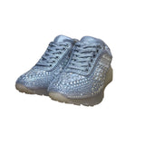 Steve Madden Women’s Silver Sparkle Rhinestone Embellished Carissa Sneakers 7.5M