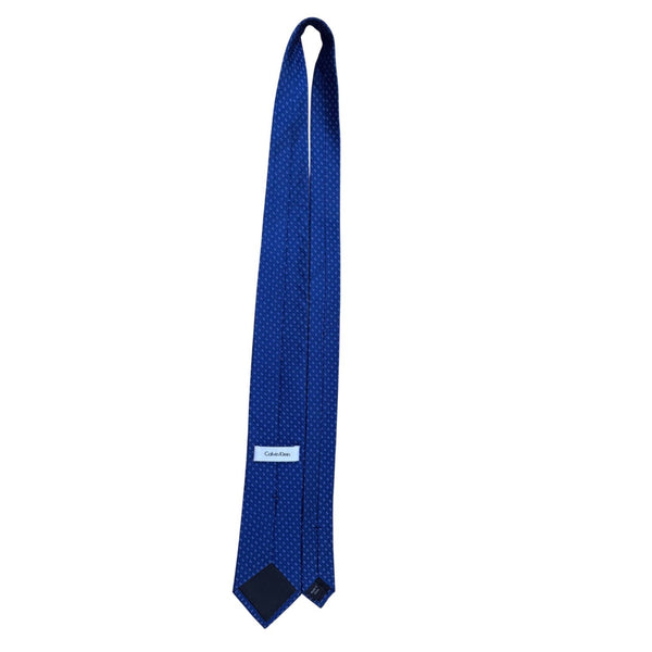 Calvin Klein Mens Blue Silk Tie Geometric Pattern Business Formal Accessory