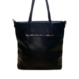 Mia K Farrow Women’s Black Faux Leather Gold Accents Zipper Pockets Tote Bag
