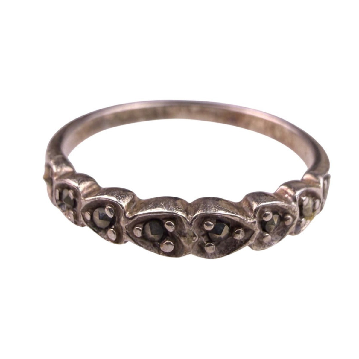 Sterling Silver Women’s Marcasite Stackable Ring Band 925 Minimalist Size 7