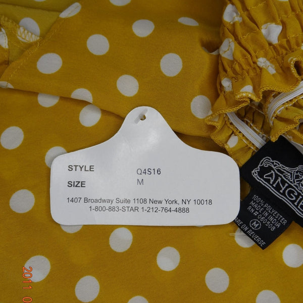 Women's Yellow & White Polka Dot Strapless High-Low Dress By Angie