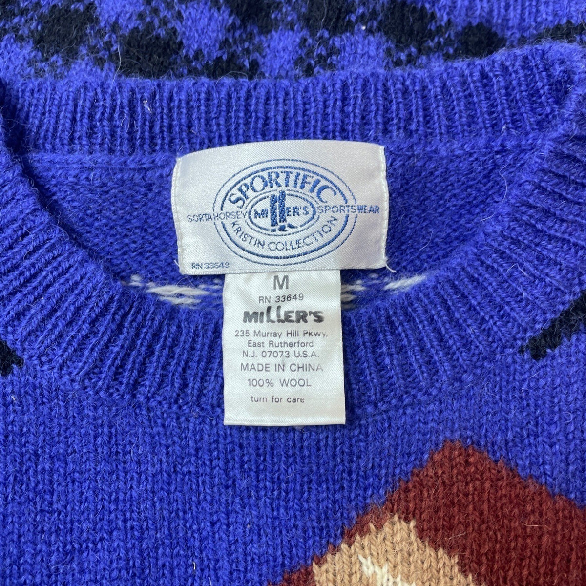 Vintage Sportific Kristin Collection Women's Royal Blue Wool Sweater Sz M