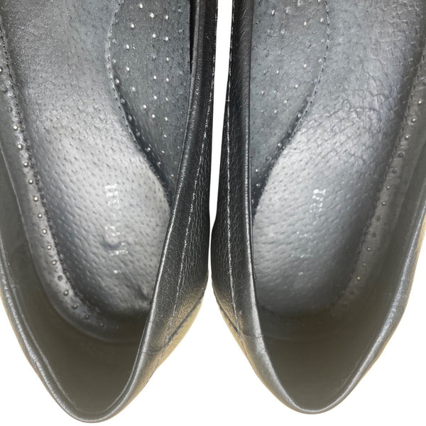 LL Bean Women’s Black Leather Bow Accent Classic Slip-On Ballet Flats Size 8M