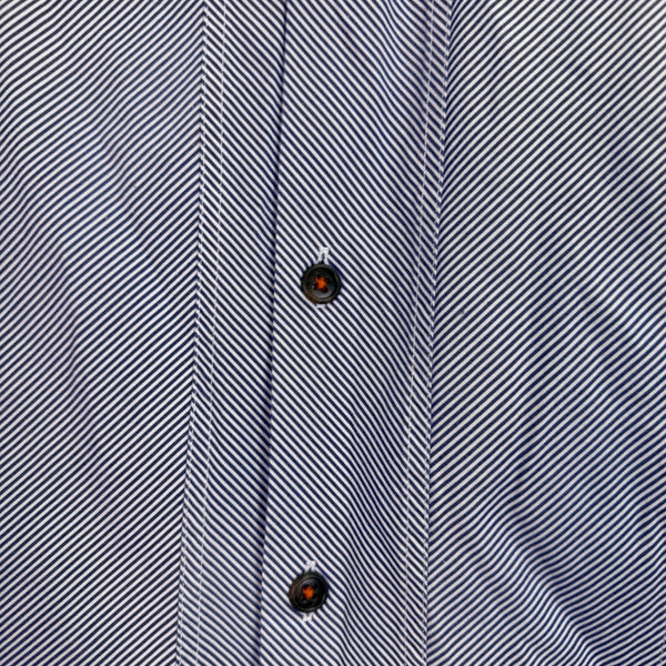 Michael Kors Mens Blue Striped Long Sleeve Button-Up Shirt Size L