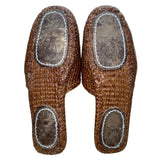 Women’s Brown Woven Leather Slip-On Textured Mule  Shoes Size Aprox US9