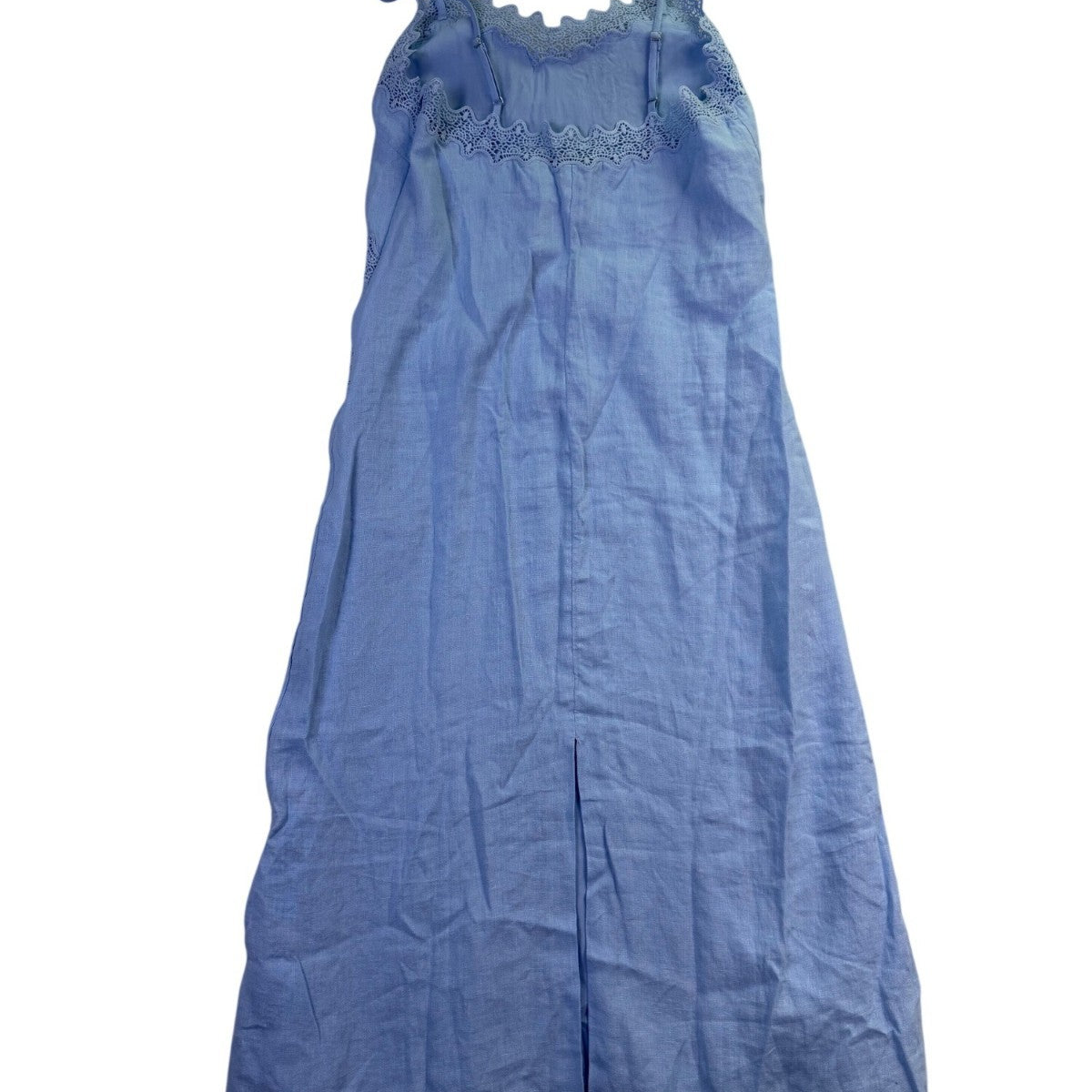 J.Crew Womens Light Blue Linen Dress Adjustable Straps Embroidered Lace Size P0