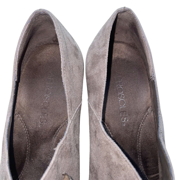 Aerosoles Women’s Taupe Suede Lace-Up Heeled Minor Role Booties Size 8M