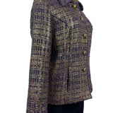Vintage Draper’s & Damons Women’s Gold and Purple Tweed Blazer Coat Sz M