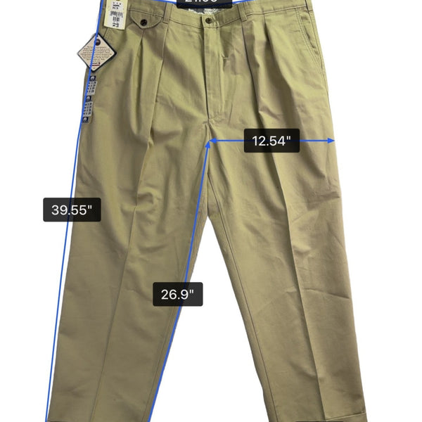 Savane Mens Khaki Cotton Classic Fit Pants No Wrinkles Stain Free Process Sz 44