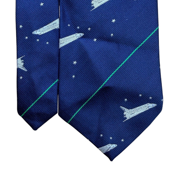 Smithsonian Mens Navy Silk/Poly Space Shuttle Tie Blue Starry NASA Design