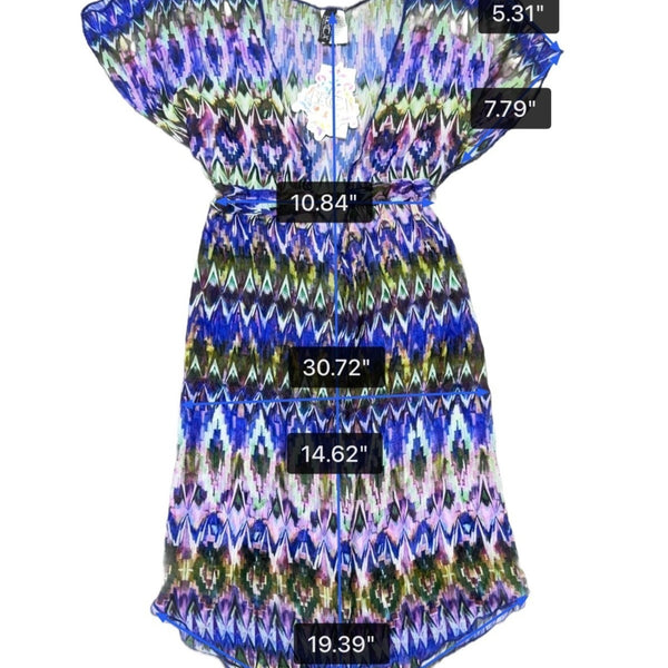 Becca By Rebecca Virtue Womens Multi-Color V-Neck Kaftan Cover-Up Size M-L