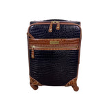 Samantha Brown Women’s Black & Brown Croc-Embossed Rolling Carry-On Luggage