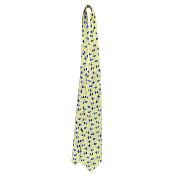 Banana Republic Mens Yellow Silk Tie With Blue Fish Print