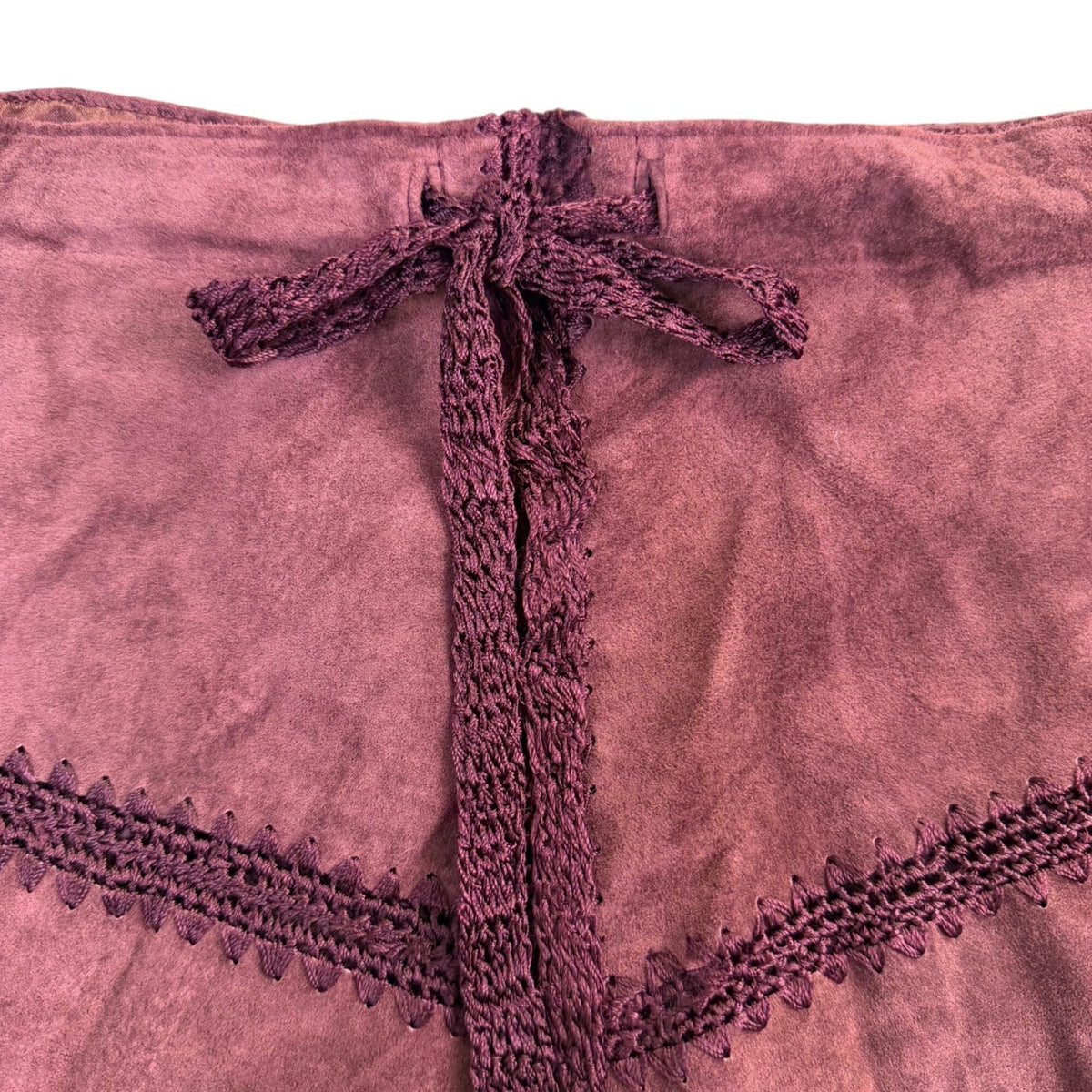 Arden B Womens Burgundy Leather Crochet Trim A-Line Skirt Size 6