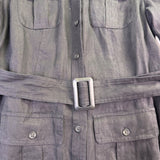 Lauren Ralph Lauren Womens Black Linen Belted Button-Up Pocket Shirt Dress Sz 2P