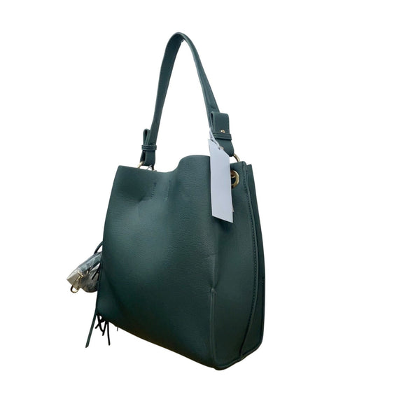 Calin Collection Women’s Green Vegan Leather Tote Bag With Tassel Accent