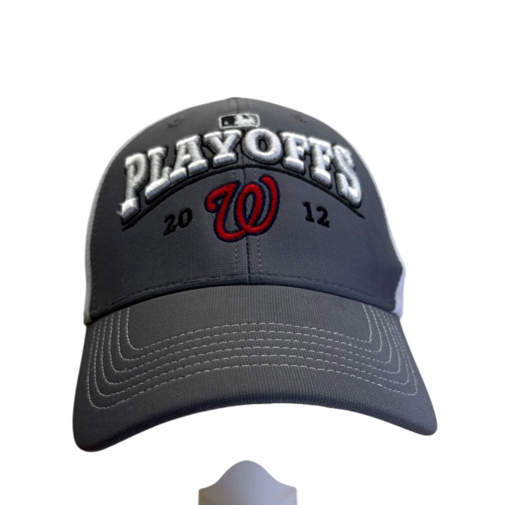 Washington Nationals 2012 Playoffs Adjustable Baseball Cap Gray & White Authenti