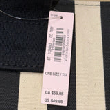 Victorias Secret Women’s Black & Cream Canvas Striped Signature Logo Tote Bag