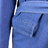 Fashion Nova Womens Blue Denim Sherp Coat  Casual Cozy Mid-Length Sz XS - New