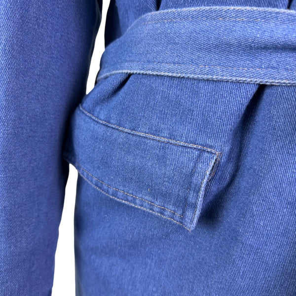 Fashion Nova Womens Blue Denim Sherp Coat  Casual Cozy Mid-Length Sz XS - New