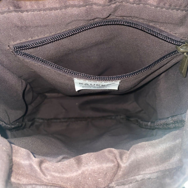 Kaukko Unisex Brown Canvas & Leather Adjustable Crossbody Strap Messenger Bag