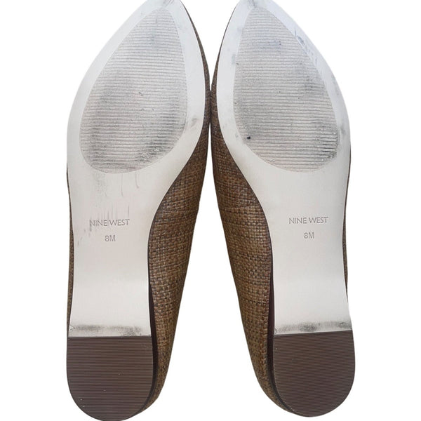 Nine West Women’s Dark Brown Speakup2 Woven Ballet Flats Size 8M