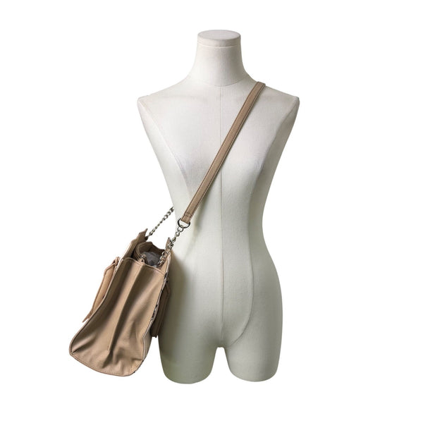 Nine West Women's Beige Faux Leather Floral Print Dual Handles Crossbody Bag