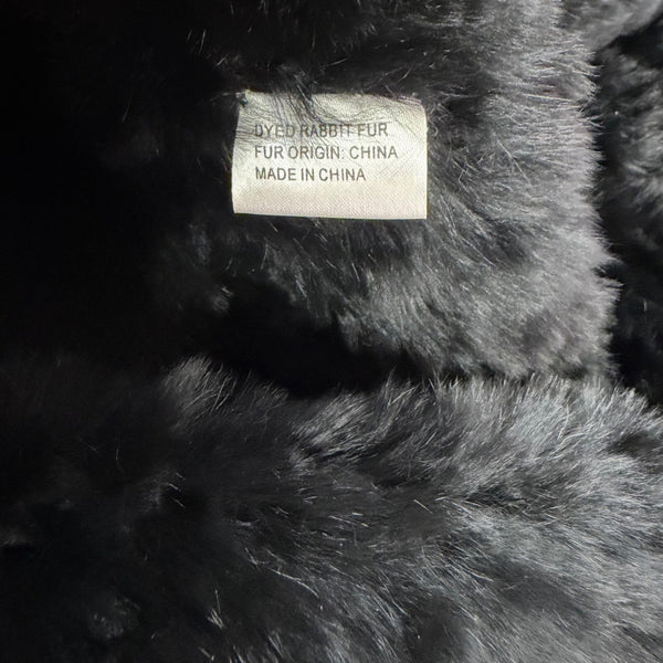 Jocelyn Womens Black Dyed Rabbit Fur Ruffle Open-Front Jacket Sz M