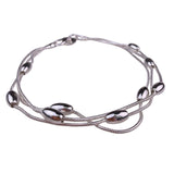 Sterling Silver Tone Womens 3-Strand 925 Bracelet Lobster Clasp Elegant Design