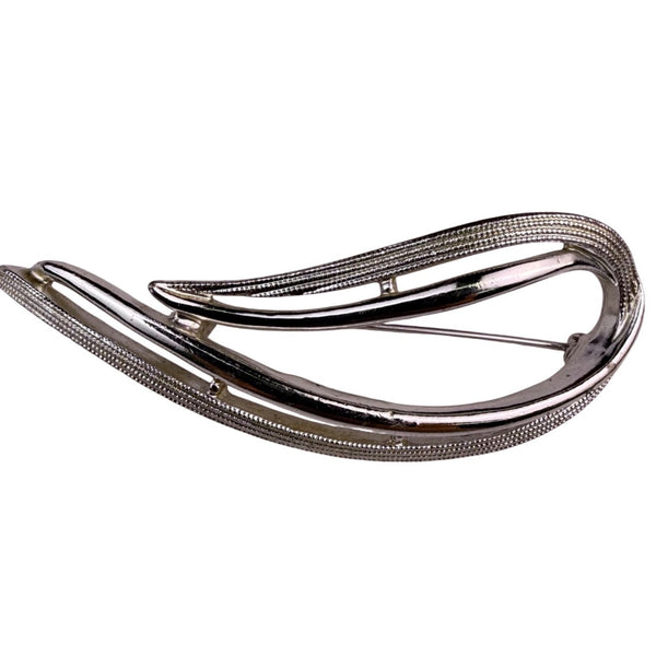 Sarah Coventry Womens Silver Tone Metal Leaf Abstract Brooch Pin Vintage Jewelry