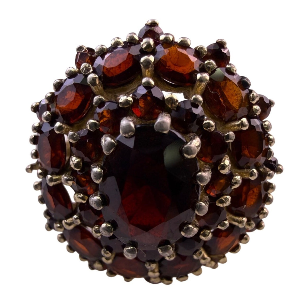 Vintage Womens Red Garnet Sterling Silver 925 Cluster Ring Jewelry Sz 8